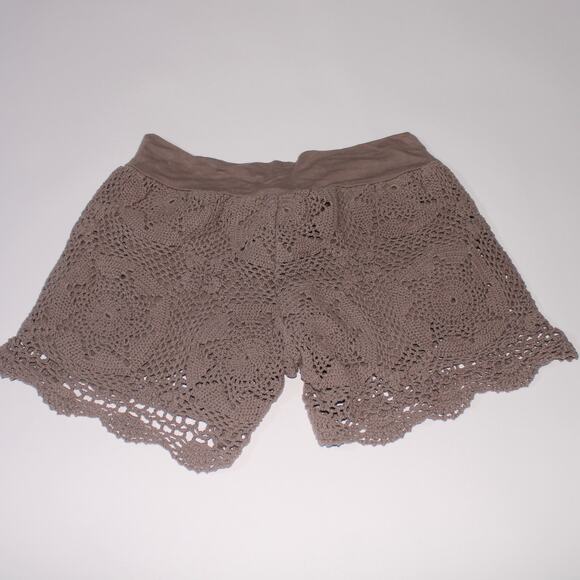 no tag Pants - Taupe Brown Double Lined Crocheted Shorts